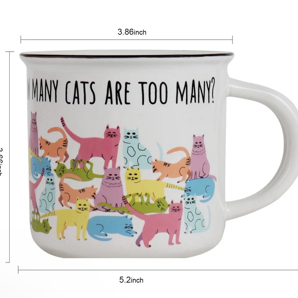 White Ceramic Cat Print Coffee Mug - Colorful Cats
